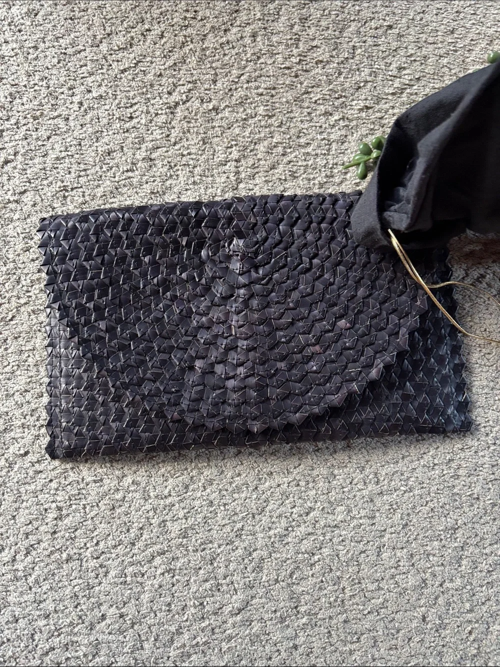 John Hardy Black Woven Leather Clutch with Branded Dust Bag